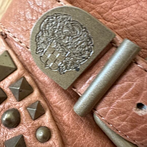 Vince Camuto Biker Marcin Grunge Brown Leather Moto Ankle Boots Studded Women 8B - Picture 12 of 15